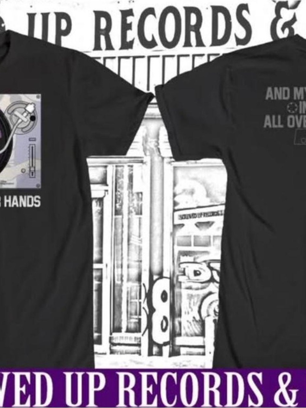 Black Graphic Record Player T-Shirt - Vinyl Turntable Design